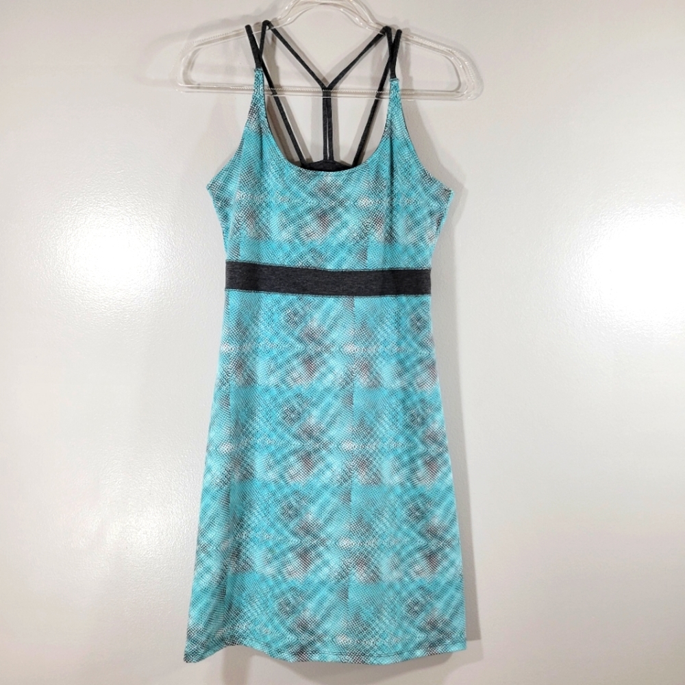 SOYBU Mali Halftone teal strappy back pullover sporty athleisure dress